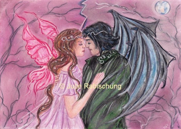 Seelie and Unseelie fairy couple by Julie Rabischung